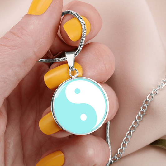 Yin Yang Circle Pendant - Blue