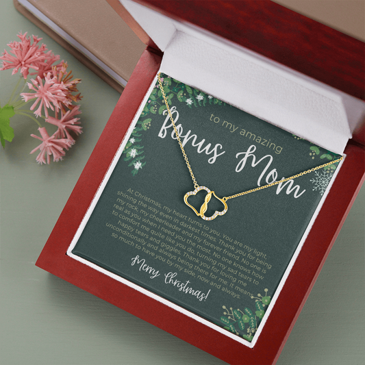 Bonus Mom Necklace Christmas Gift - Diamond Heart Necklace