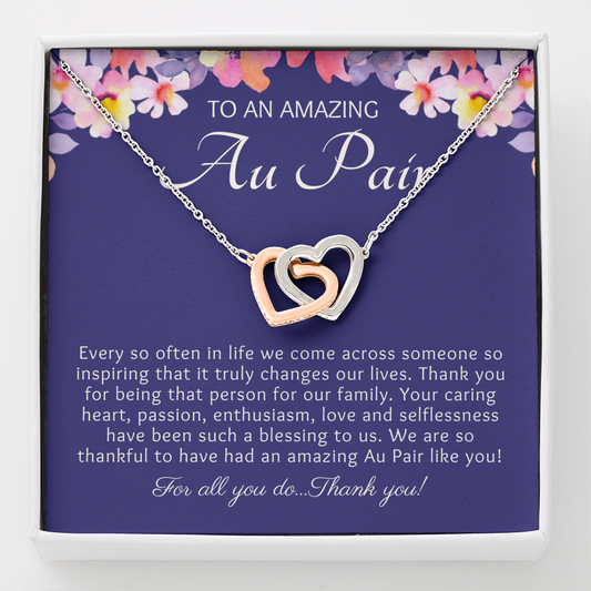 Au pair Thank you Gift - Interlocking Hearts Necklace