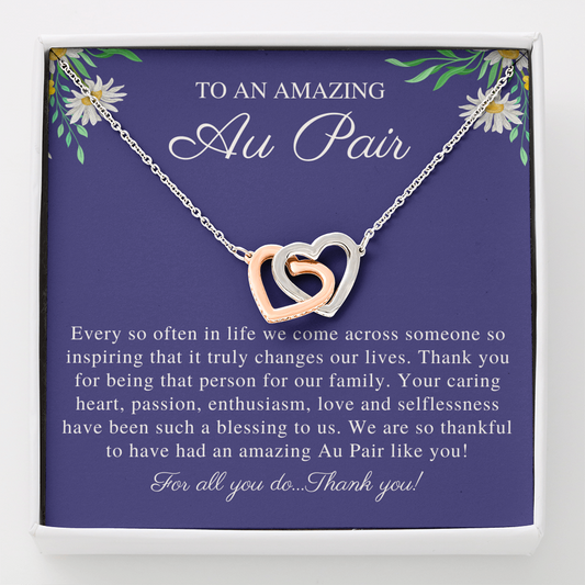 Au pair Thank you Gift - Interlocking Hearts Necklace