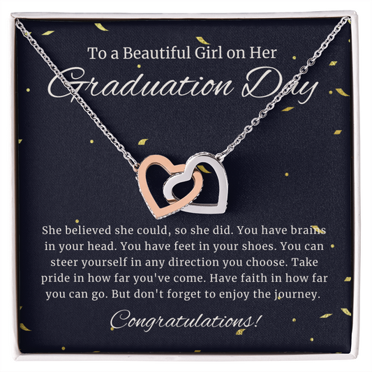 Graduation Gift for Her - Interlocking Heart Necklace