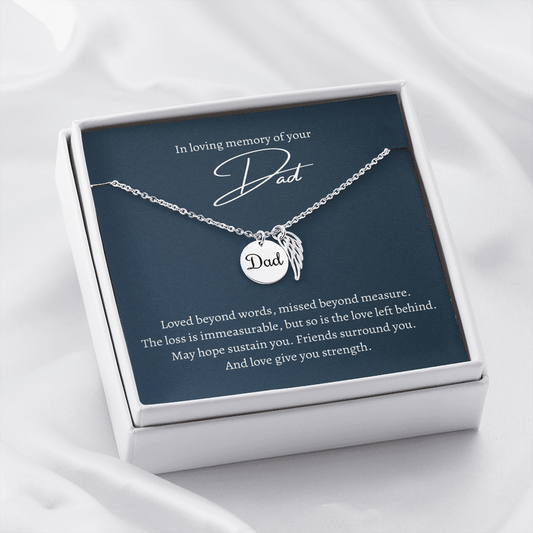 Loving Memory of your Dad - Dad Remembrance Wing Necklace
